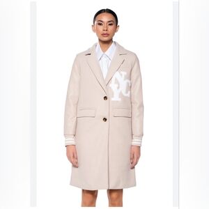 BRENTWOOD VARSITY TRENCH JACKET IN IVORY